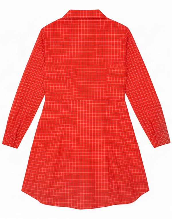 Vintage Womens Long Sleeve Shirt Dress UK 10 Small Red Check