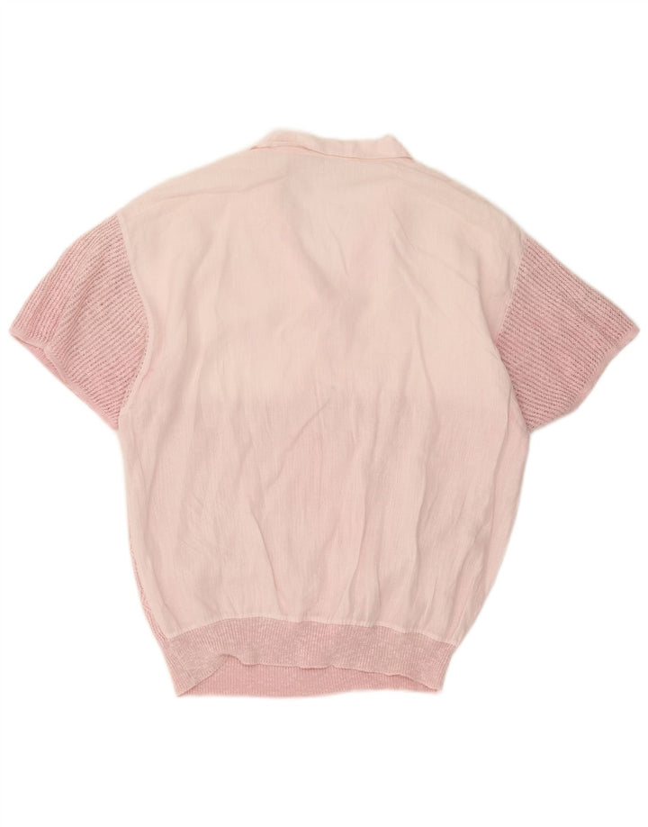 Vintage Mens Short Sleeve Pullover Shirt Medium Pink