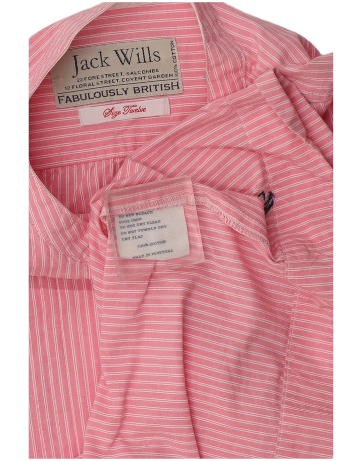 Jack Wills Womens Short Sleeve Pullover Shirt UK 12 Medium Pink Striped