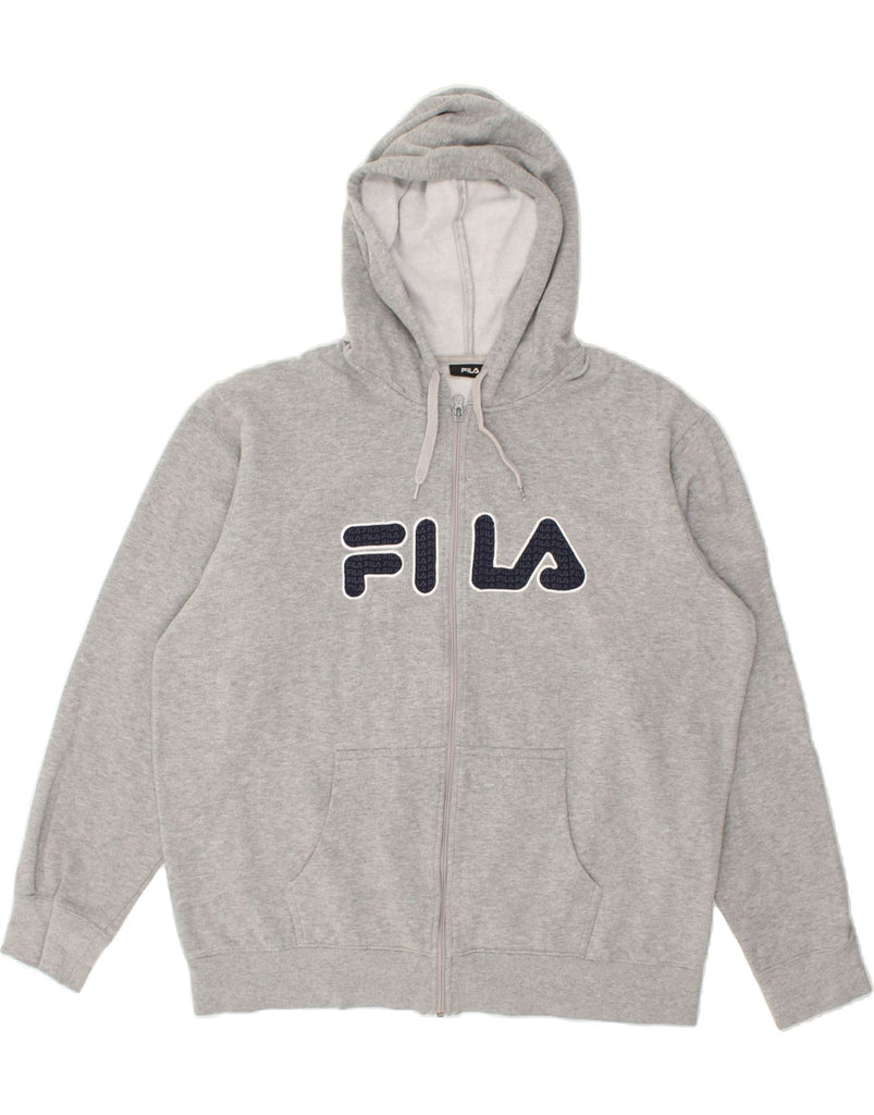 FILA Mens Graphic Zip Hoodie Sweater 2XL Grey Cotton | Vintage Fila | Thrift | Second-Hand Fila | Used Clothing | Messina Hembry 