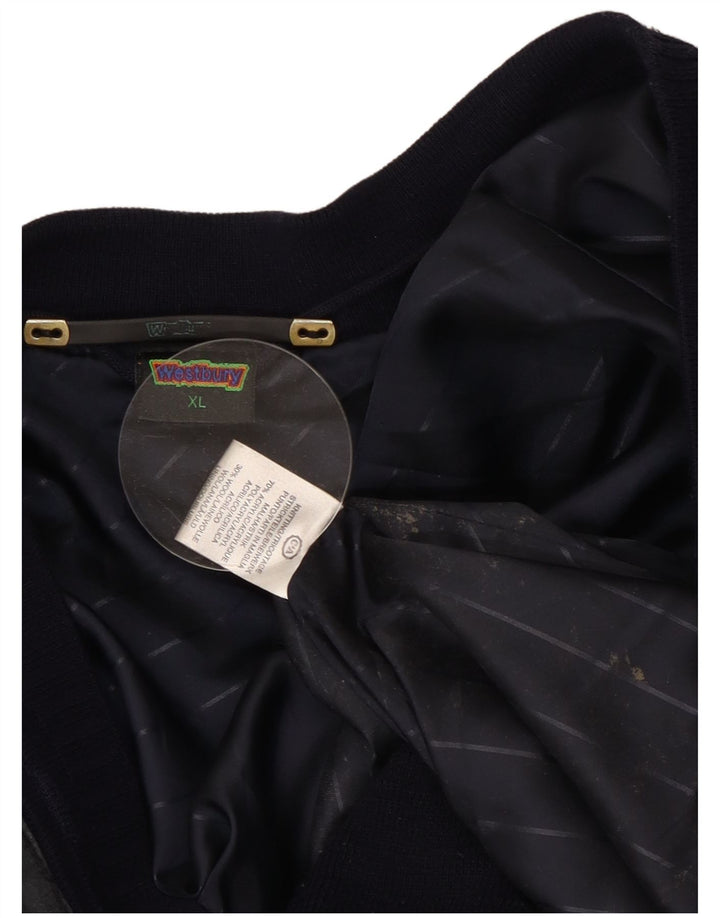 WESTBURY Mens Cardigan Sweater XL Navy Blue Colourblock Acrylic