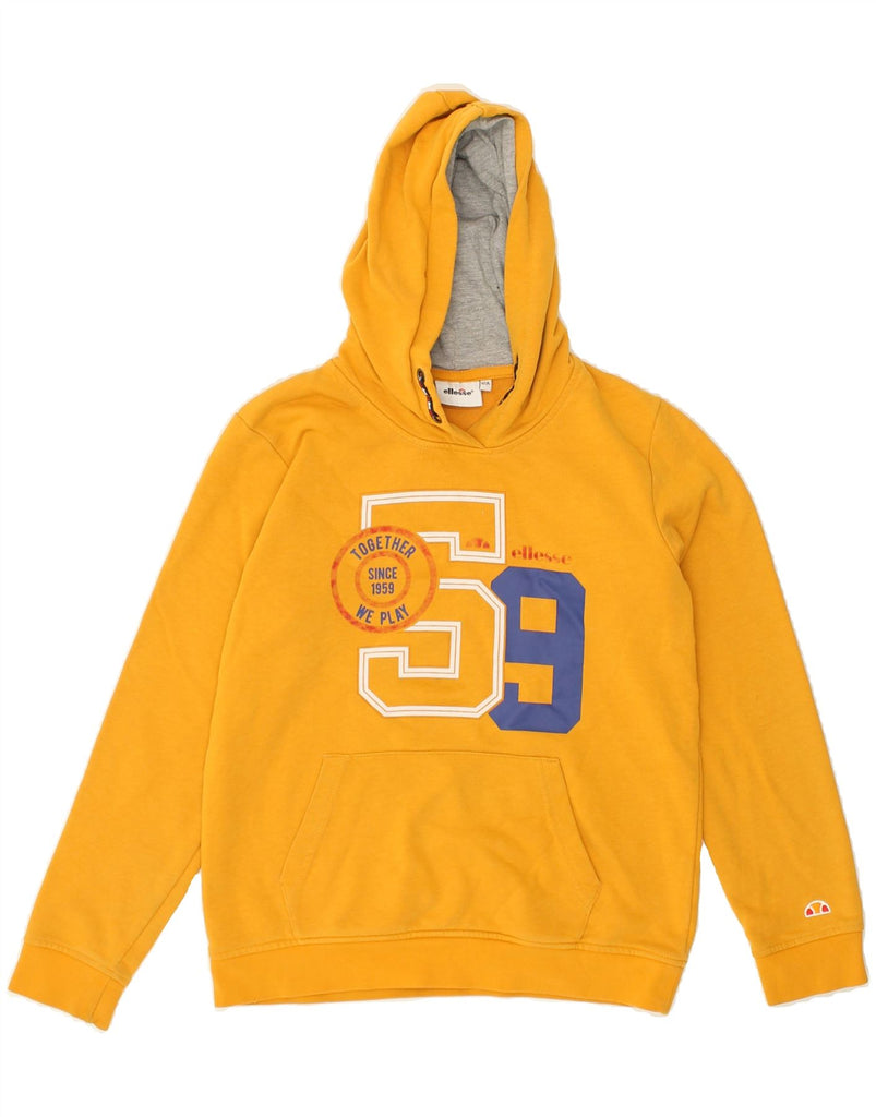 ELLESSE Boys Graphic Hoodie Jumper 11-12 Years Yellow Cotton | Vintage Ellesse | Thrift | Second-Hand Ellesse | Used Clothing | Messina Hembry 