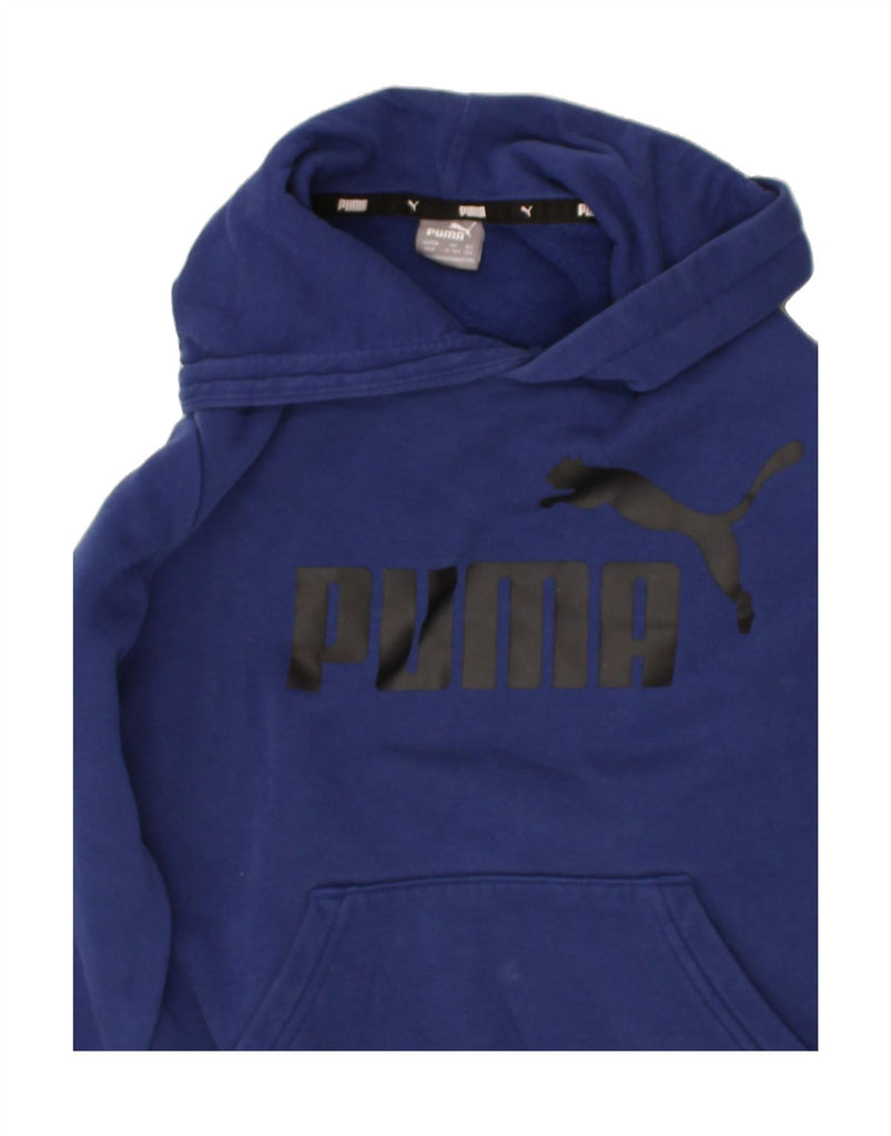 PUMA Boys Graphic Hoodie Jumper 11-12 Years Navy Blue Cotton | Vintage Puma | Thrift | Second-Hand Puma | Used Clothing | Messina Hembry 