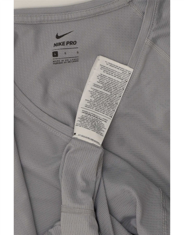 Nike Mens Top Long Sleeve Large Grey Polyester