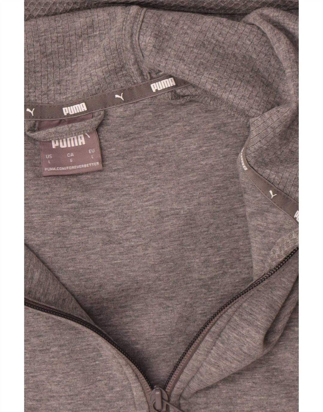 Puma Mens Zip Hoodie Sweater Large Grey Flecked Viscose