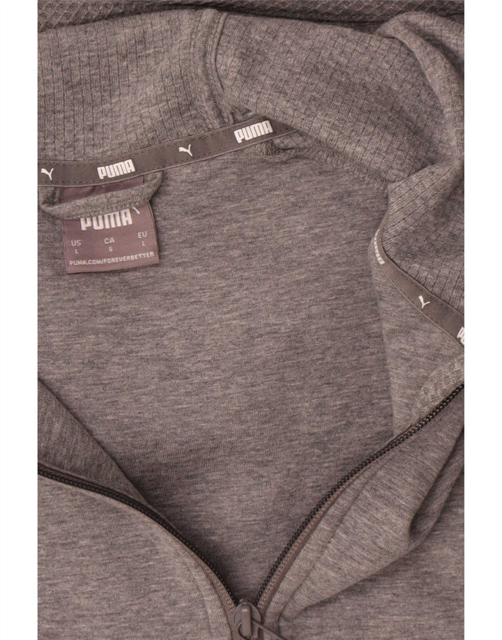 Puma Mens Zip Hoodie Sweater Large Grey Flecked Viscose