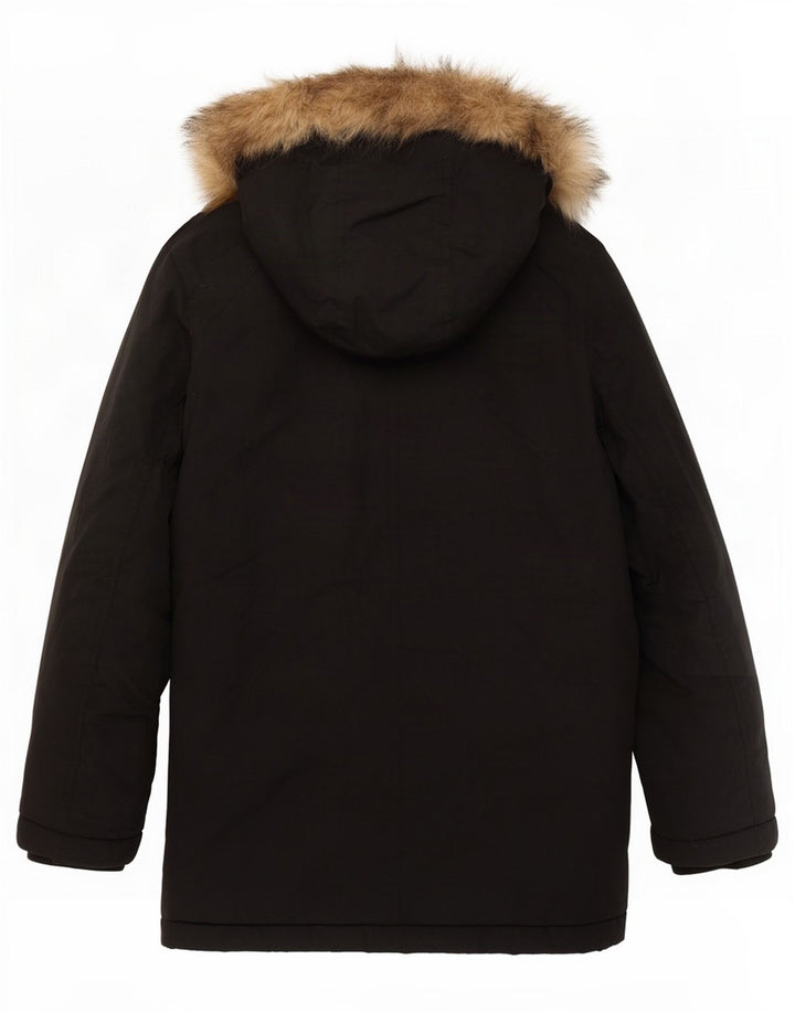 Lyle & Scott Boys Hooded Parka Jacket 7-8 Years Black Nylon
