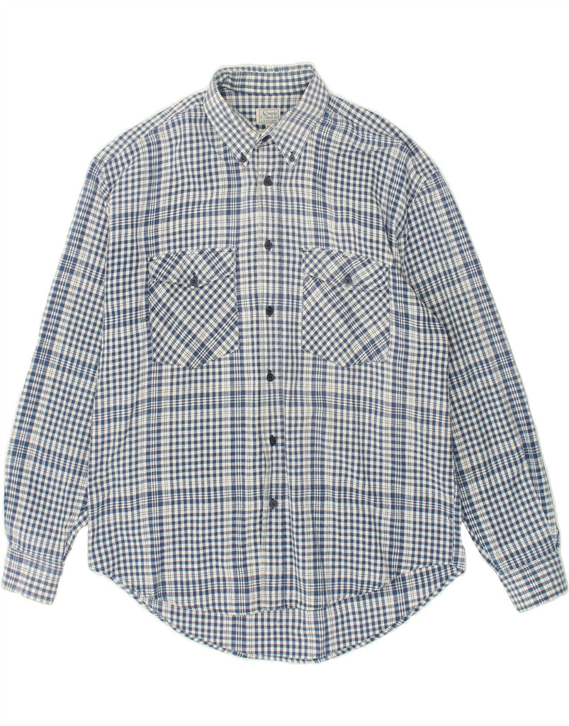 VINTAGE Mens Shirt XL Blue Check Cotton Vintage Vintage and Second-Hand Vintage from Messina Hembry 