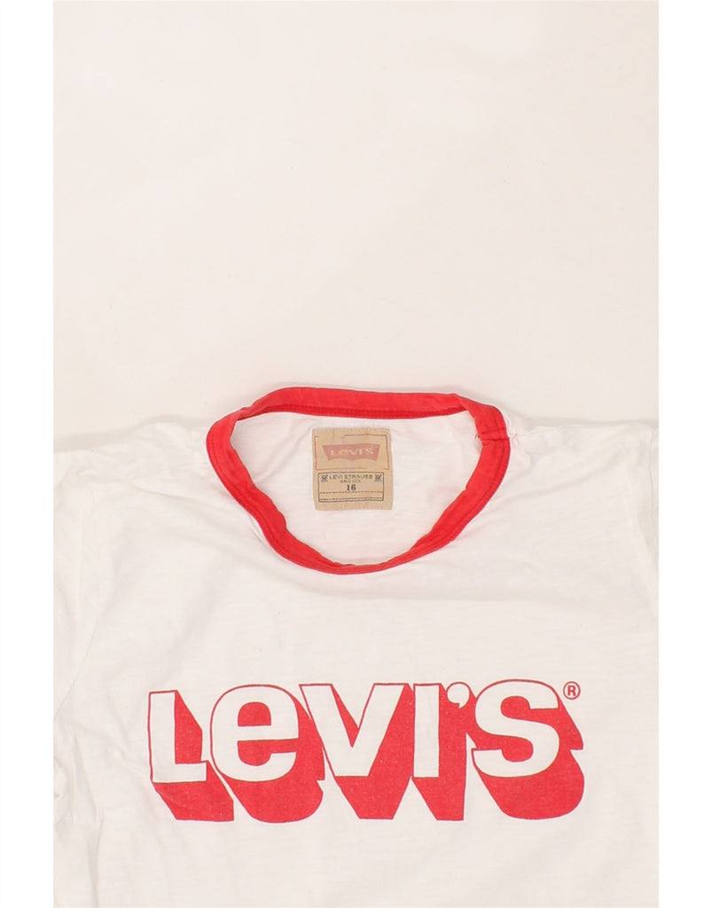 LEVI'S Girls Graphic T-Shirt Top 15-16 Years White Cotton Vintage Levi's and Second-Hand Levi's from Messina Hembry 