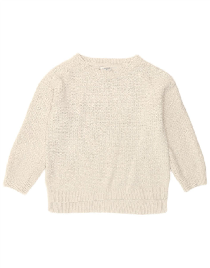 Fat Face Womens Boat Neck Jumper Sweater UK 8 Small  White Viscose