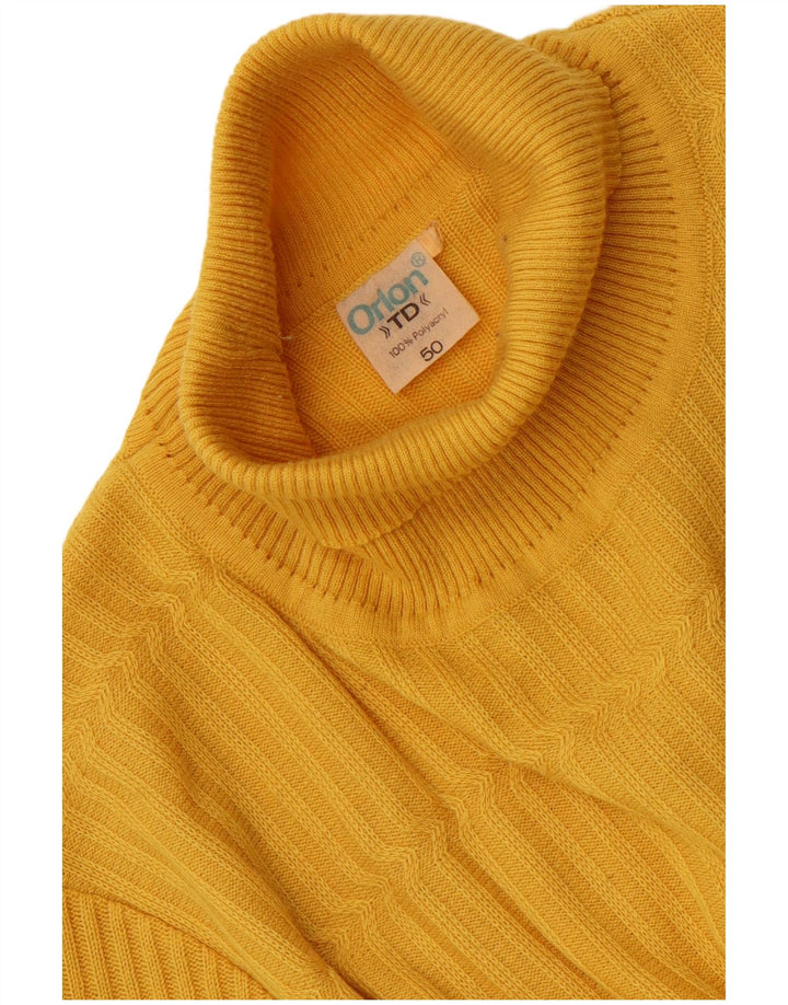 Orlon Mens Roll Neck Jumper Sweater IT 50 Medium Yellow Polyacrylic