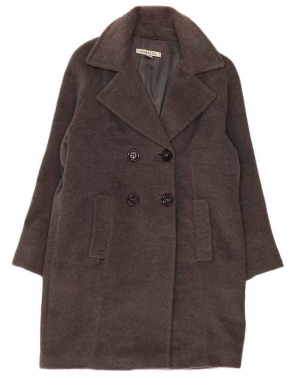 Marella Womens Double Breasted Coat UK 14 Large Grey Wool