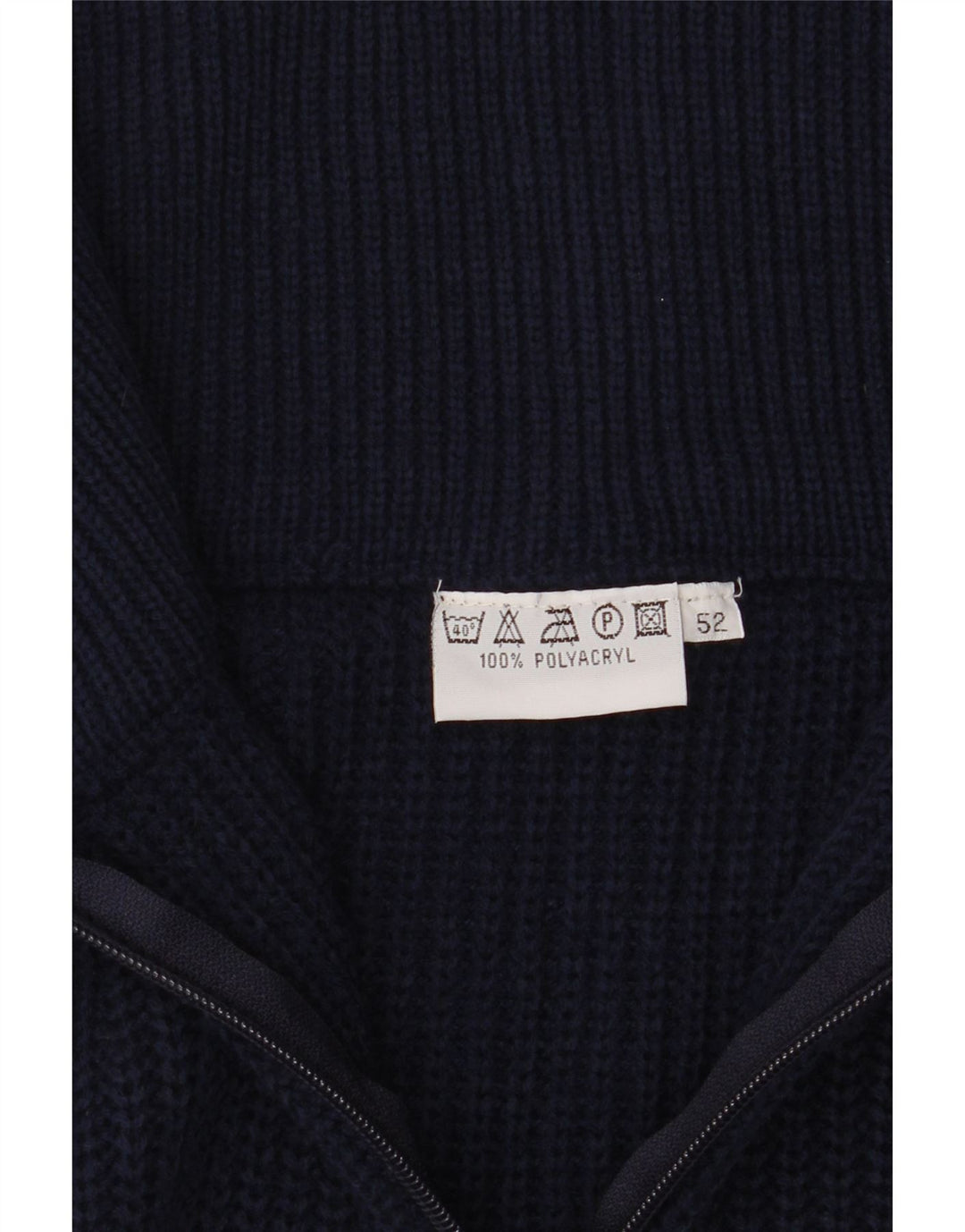 Vintage Mens Zip Neck Jumper Sweater IT 52 Large Navy Blue Polyacrylic