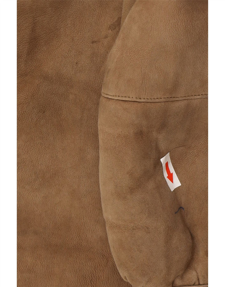 Vintage Womens Oversized Shearling Coat UK 10 Small Brown