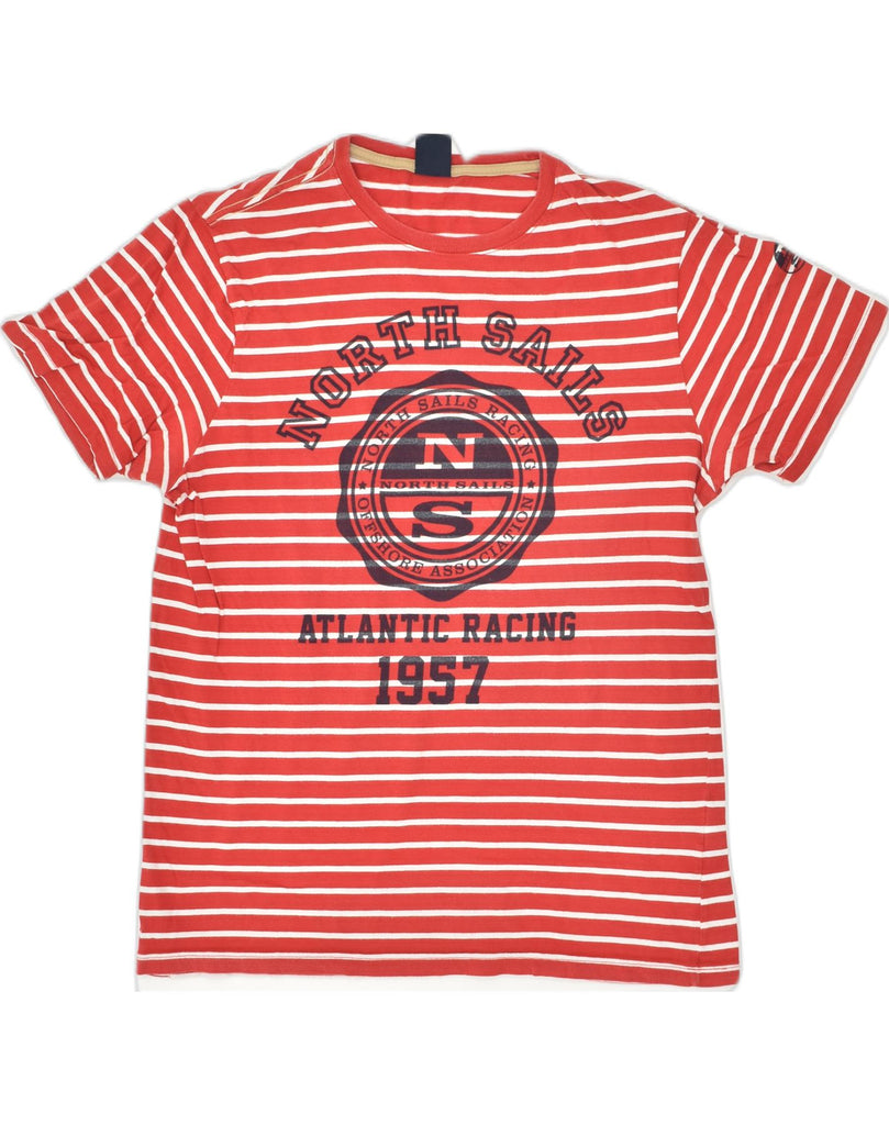 NORTH SAILS Mens Graphic T-Shirt Top Medium Red Striped Cotton | Vintage North Sails | Thrift | Second-Hand North Sails | Used Clothing | Messina Hembry 