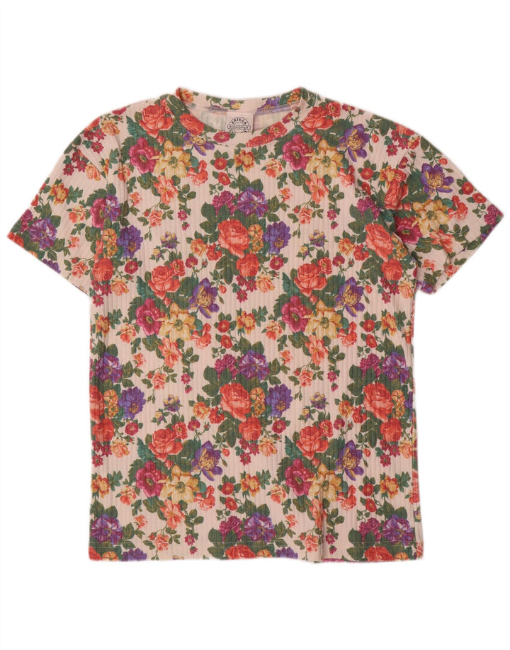 ERIKA Mens Graphic T-Shirt Top Medium Multicoloured Floral Cotton