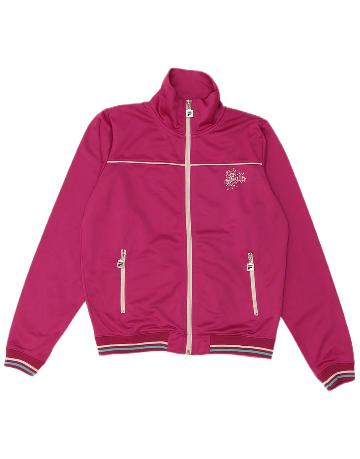 Fila Womens Tracksuit Top Jacket UK 10 Small Pink Polyester