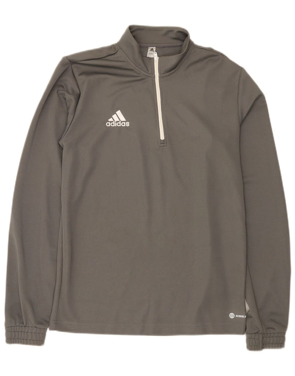 Adidas Mens Aeroready Zip Neck Pullover Tracksuit Top Small Grey Polyester