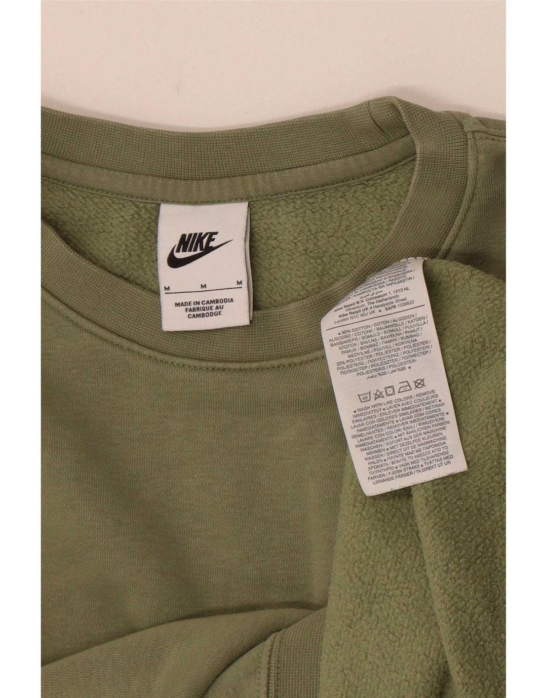 Nike Mens Sweatshirt Jumper Medium Green Cotton Sports