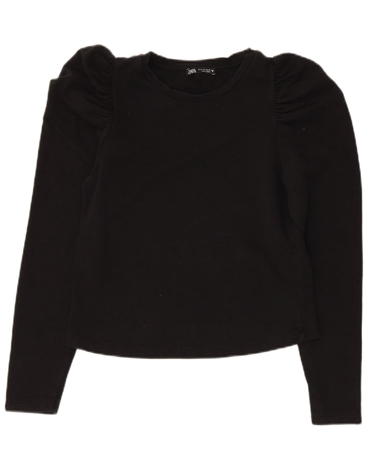 Zara Womens Top Long Sleeve UK 8 Small Black