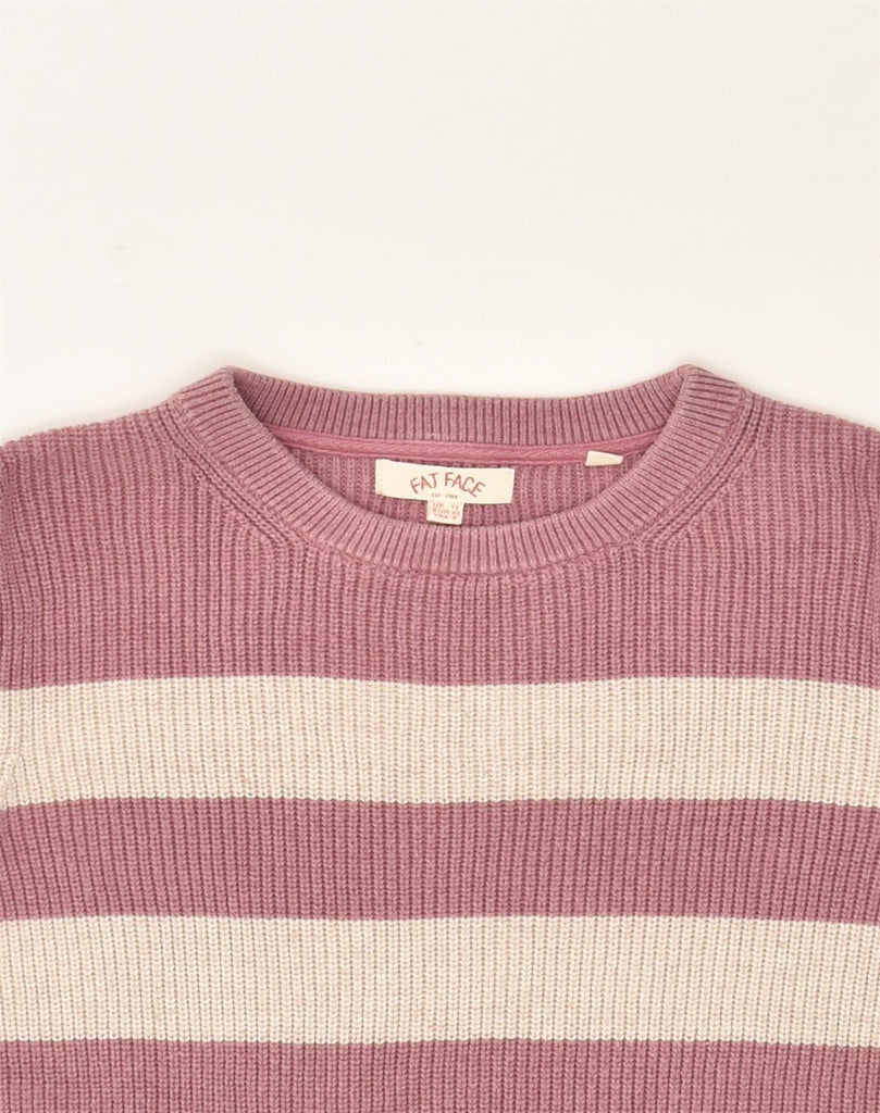 FAT FACE Womens Crew Neck Jumper Sweater UK 12 Medium Pink Striped Cotton | Vintage Fat Face | Thrift | Second-Hand Fat Face | Used Clothing | Messina Hembry 