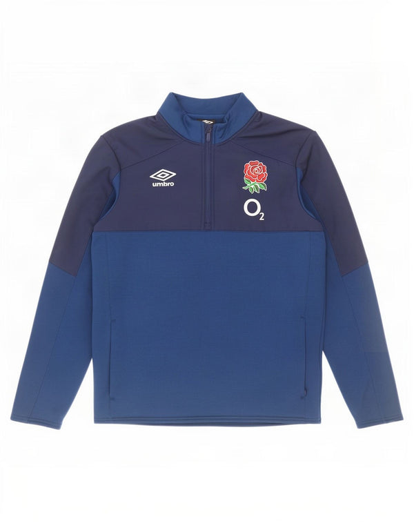 Umbro Mens Rugby England Graphic Zip Neck Sweatshirt Jumper Large Blue
