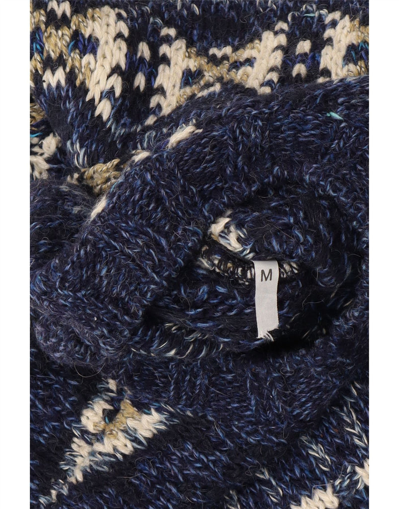 VINTAGE Womens Crew Neck Jumper Sweater UK 14 Medium Navy Blue Fair Isle Vintage Vintage and Second-Hand Vintage from Messina Hembry 