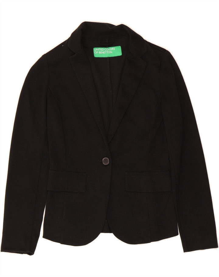 BENETTON Womens 1 Button Blazer Jacket UK 8 Small  Black Polyester Vintage Benetton and Second-Hand Benetton from Messina Hembry 