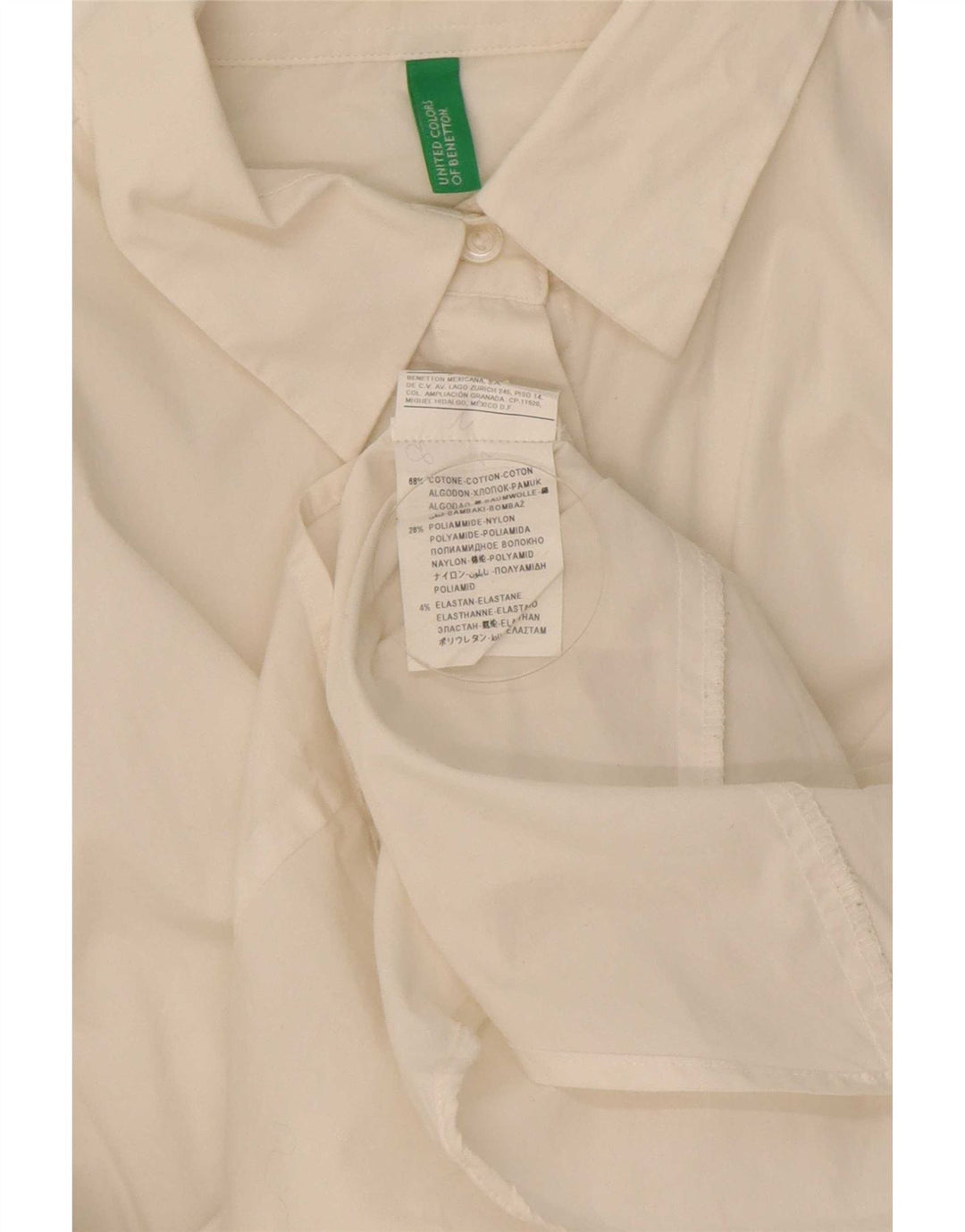 Benetton Womens Shirt UK 10 Small White Cotton