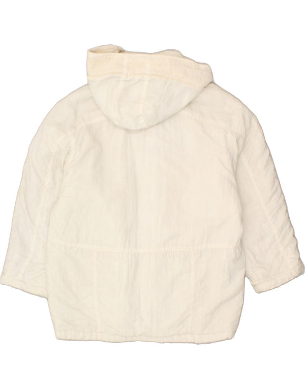 VINTAGE Womens Hooded Windbreaker Jacket UK 14 Medium White Polyamide