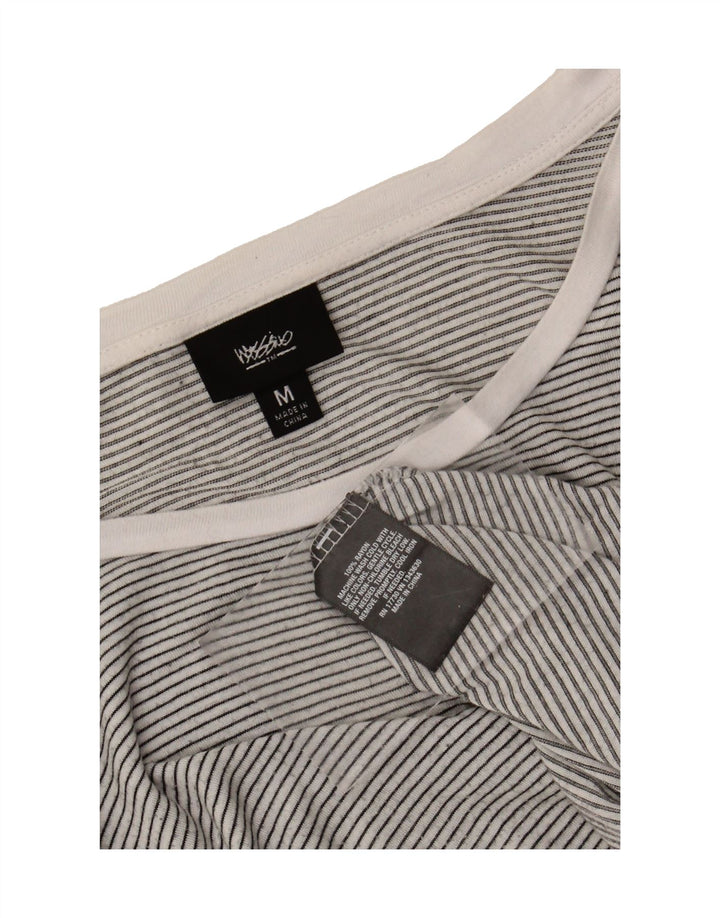 MOSSIMO Womens Top Long Sleeve UK 12 Medium Grey Pinstripe Rayon Vintage Mossimo and Second-Hand Mossimo from Messina Hembry 