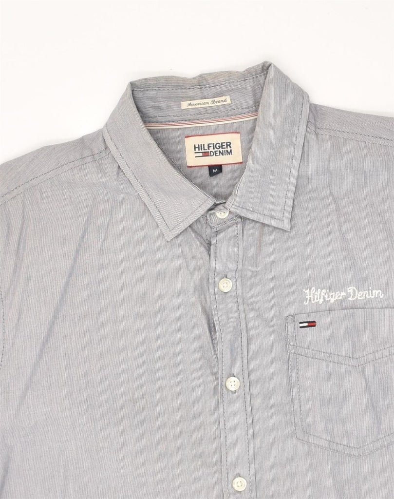 TOMMY HILFIGER Mens Short Sleeve Shirt Medium Grey Pinstripe Cotton | Vintage Tommy Hilfiger | Thrift | Second-Hand Tommy Hilfiger | Used Clothing | Messina Hembry 