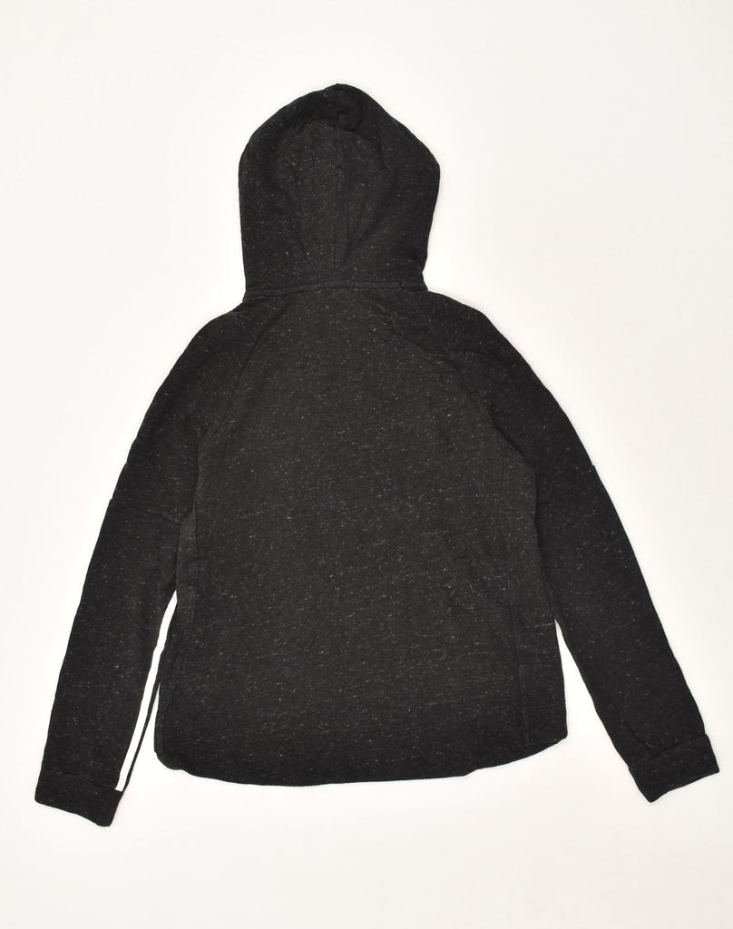 ADIDAS Womens Hoodie Jumper UK 12/14 Medium Black Flecked Cotton | Vintage Adidas | Thrift | Second-Hand Adidas | Used Clothing | Messina Hembry 