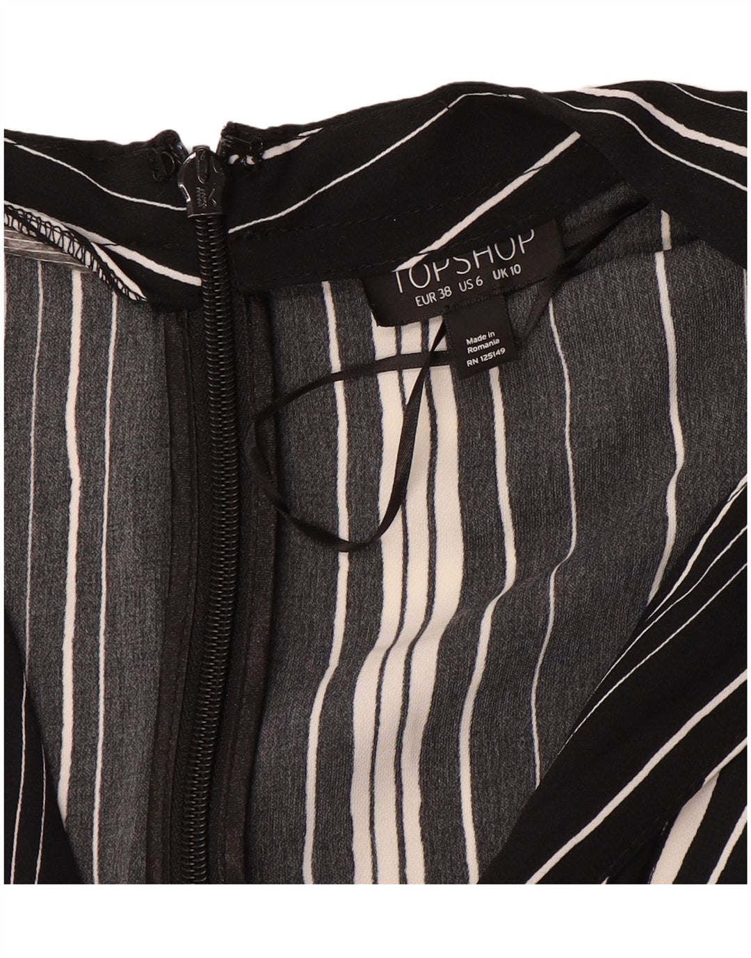 TOPSHOP Womens 3/4 Sleeve Playsuit UK 10 Small  Black Striped