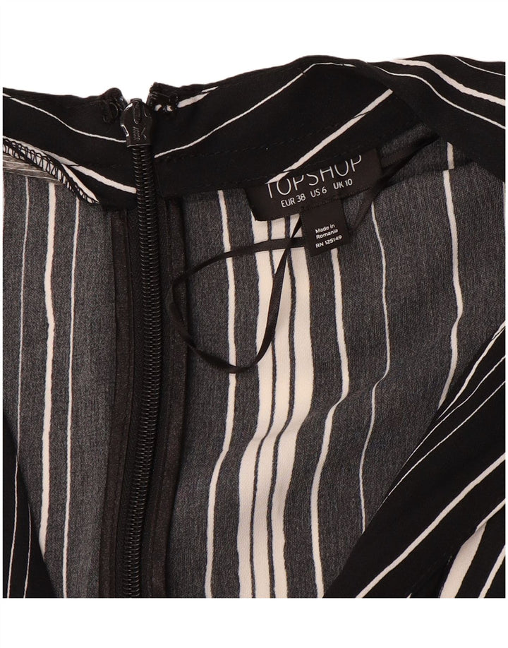 TOPSHOP Womens 3/4 Sleeve Playsuit UK 10 Small  Black Striped