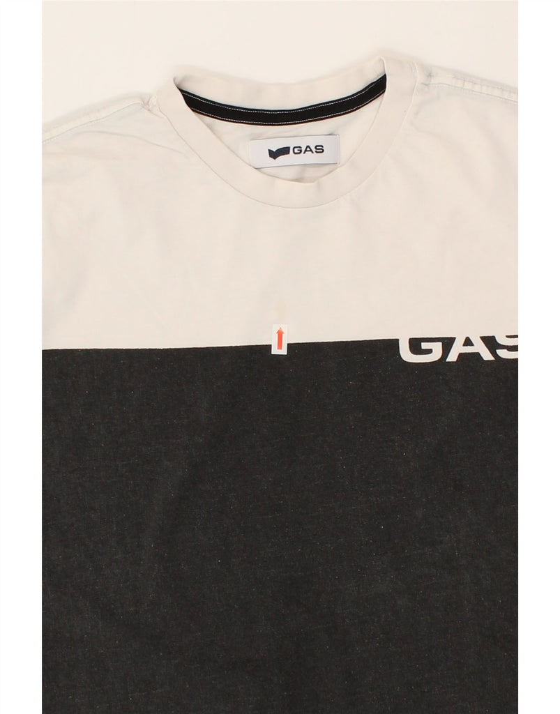 GAS Mens Graphic T-Shirt Top Medium White Colourblock Cotton Vintage Gas and Second-Hand Gas from Messina Hembry 