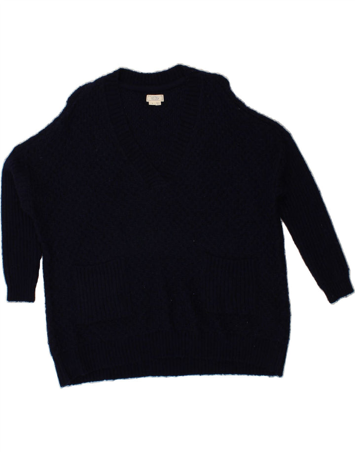 FAT FACE Womens Oversized V-Neck Jumper Sweater UK 10 Small Navy Blue Vintage Fat Face and Second-Hand Fat Face from Messina Hembry 