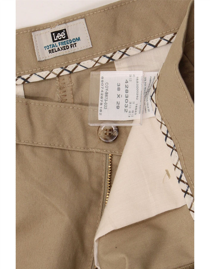 LEE Mens Relaxed Fit Chino Trousers W38 L29 Beige Polyester Vintage Lee and Second-Hand Lee from Messina Hembry 