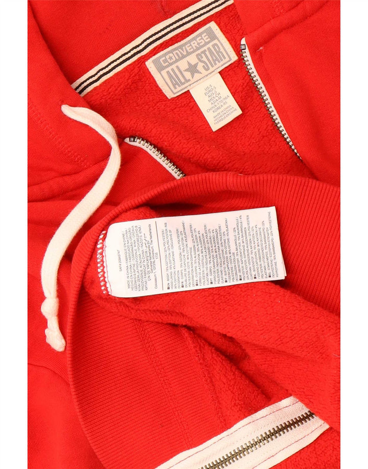 Converse Mens Zip Hoodie Sweater Small Red Cotton