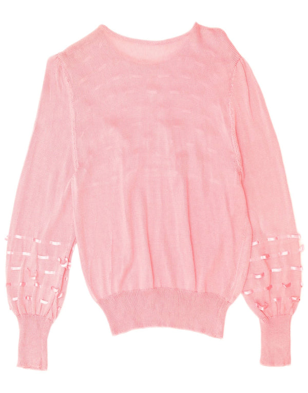 VINTAGE Womens Boat Neck Jumper Sweater UK 12 Medium Pink