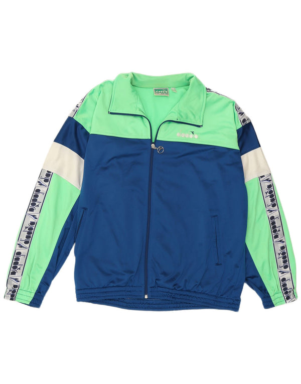 Diadora Mens Graphic Full Tracksuit UK 40 Medium Blue Colourblock Polyester