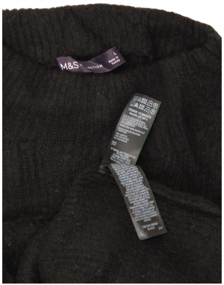 Marks & Spencer Womens Turtle Neck Jumper Sweater UK 14 Large Black Acrylic