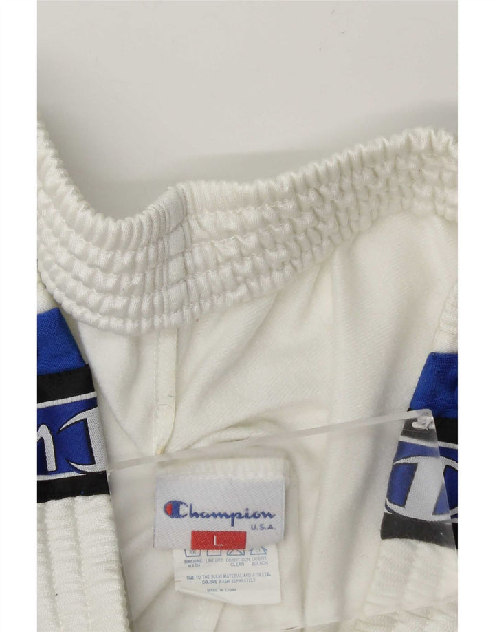 Champion Mens Tracksuit Trousers Large  White Colourblock Polyester Sports