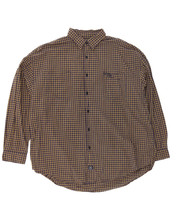 Nautica Mens Shirt 2XL Navy Blue Check Cotton