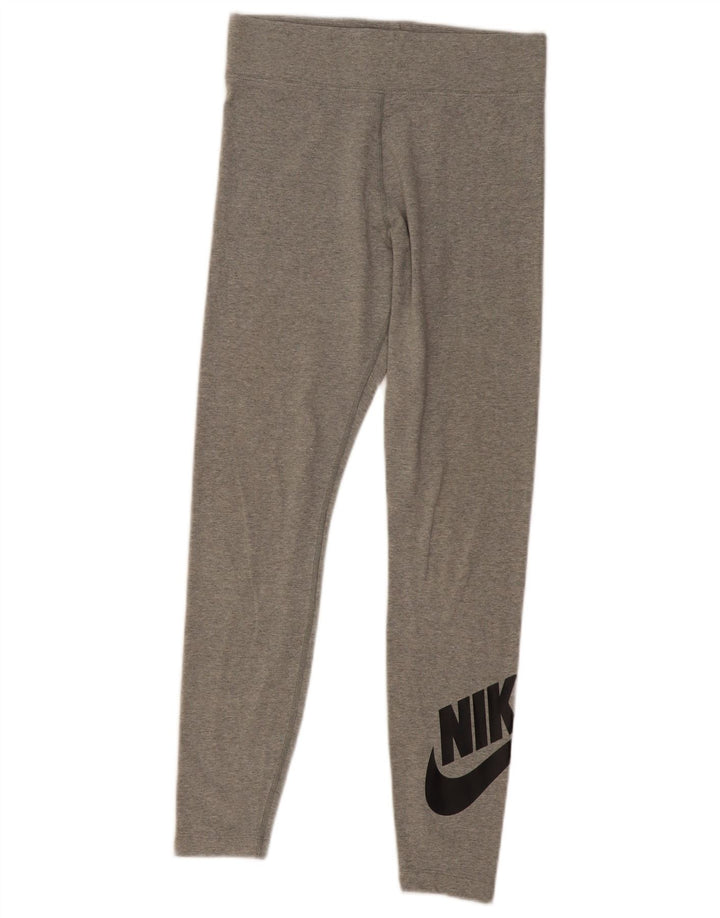 Nike Womens Leggings UK 12 Medium Grey Cotton