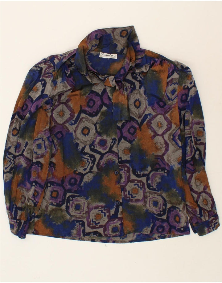 LINDA'S Womens Front Tie Shirt Blouse UK 16 Large Multicoloured Viscose Vintage Linda's and Second-Hand Linda's from Messina Hembry 