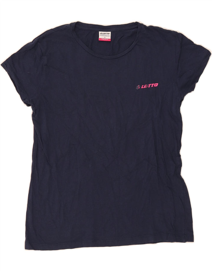 LOTTO Womens T-Shirt Top UK 14 Medium Navy Blue Cotton Vintage Lotto and Second-Hand Lotto from Messina Hembry 