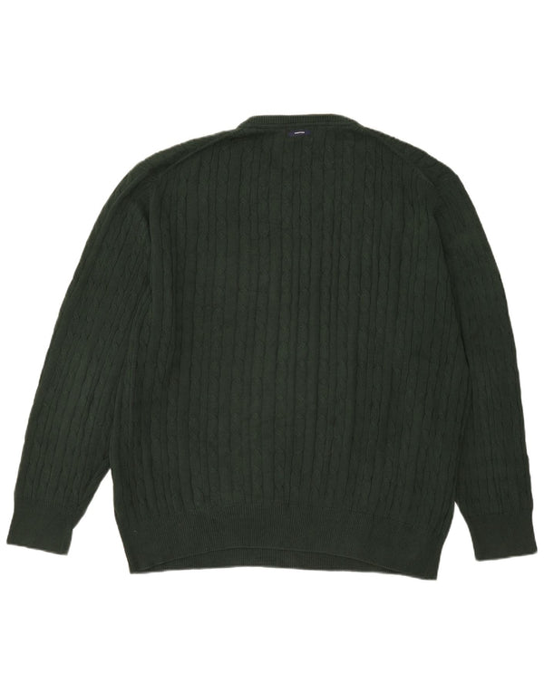 Nautica Mens Crew Neck Jumper Sweater XL Green Cotton