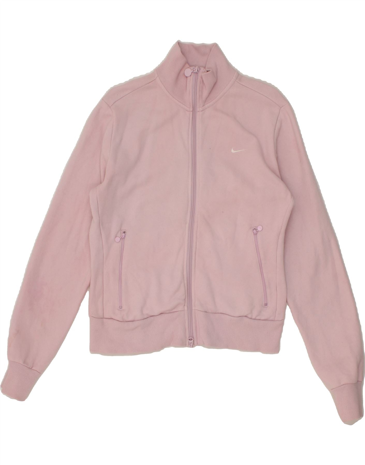 NIKE Womens Tracksuit Top Jacket UK 14 16 Large Pink Cotton Vintage Second Hand Clothing Online Messina Hembry