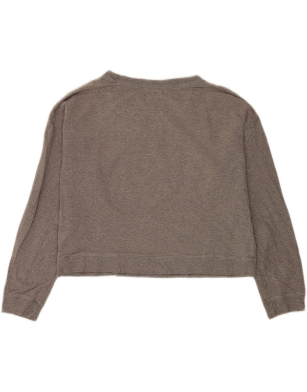 Jack Wills Womens Graphic Crop Sweatshirt Jumper UK 12 Medium Grey Cotton